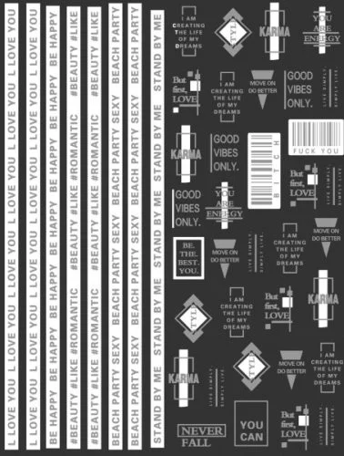 Nagelsticker - Aufkleber selbstklebend - Nail Sticker - Weiss Silber Streifen Geometisch